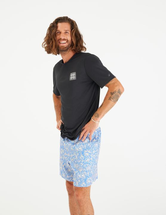 Olaian UV-Shirt Surfen Herren UV-Schutz UPF50+ Blackflower schwarz (L)