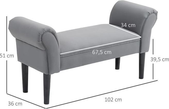 Produktbild Swisshandel24 Bettbank, Polsterbank, Sitzbank, Flurbank für Schlafzimmer, bis 130 kg Grau (36 cm)