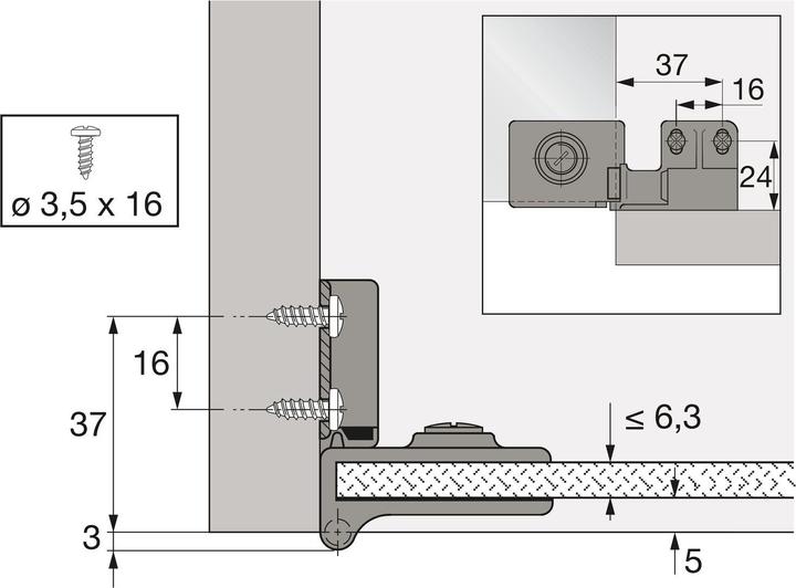 Actual product image Hettich Glass door hinges ET 5150