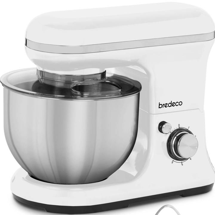 Produktbild Bredeco Küchenmaschine 1.200 W - 5 L - planetarisches Rührsystem - weiss