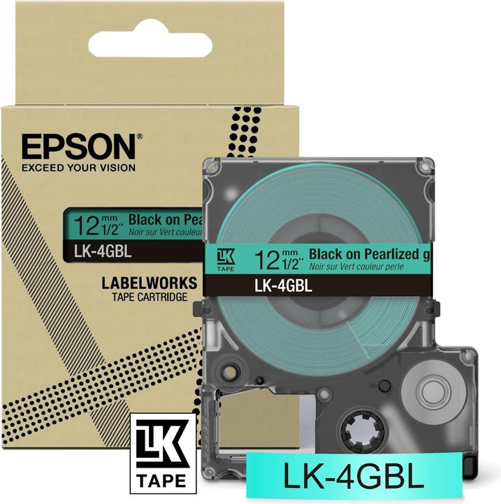 Epson Tape Pearl Green/BK 12mm 9m LK-4GBL (1.20 cm, Grün)