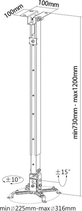 Actual product image Reflecta Ceiling mount Tapa L 700-1200mm (Ceiling)