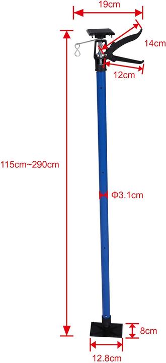 Produktbild Wiltec Deckenstütze 115-290cm 30kg Montagestütze Stahl Einhandstütze Baustütze (2900 mm)