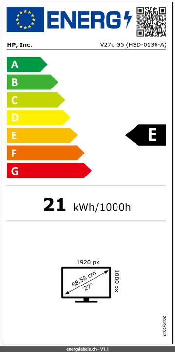 Energie-Label HP V27c G5 FHD Curved Monitor (1920 x 1080 Pixel, 27")