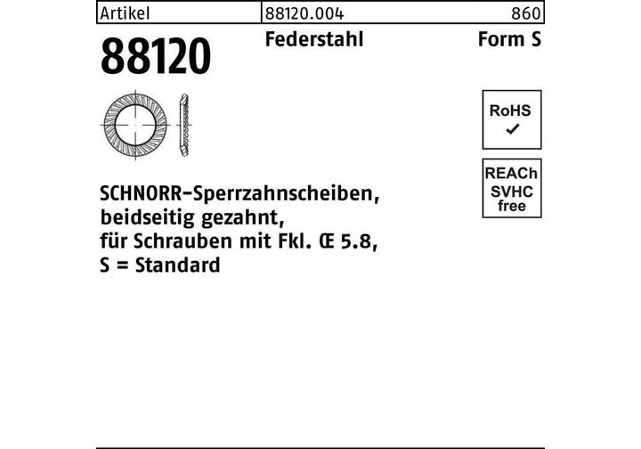 Produktbild Schnorr Sperrzahnscheibe R 88120 beidseitig gezahnt S 3 x5,5x0,45 Federstahl