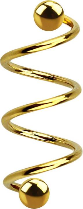 Star Piercing Micro Spirale vergoldet mit zwei Kugeln (ohne Messing, Chirurgenstahl 316L)