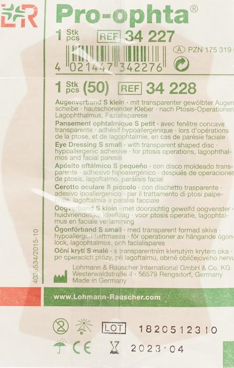 Actual product image Pro Ophta Augenverband S durchsichtig (1 x)