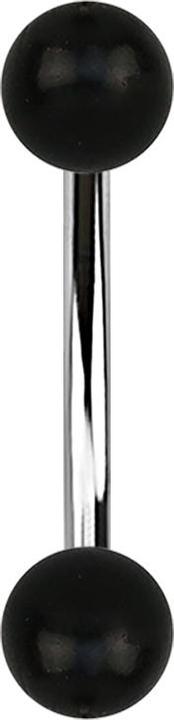 Star Piercing Banane silber mit zwei Kugeln aus schwarzem Horn (ohne Messing, Chirurgenstahl 316L, Organisch)