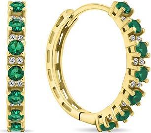 Brilio Silver - Sparkling gold-plated hoop earrings with zircons EA472YG
