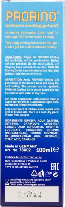 Nährwerte und Zutaten HOT Cooling Gel "soft" 100ml (100 ml)