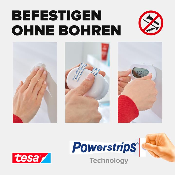 Produktbild tesa Powerstrips SMALL, 1kg Halteleistung, 8x doppelseitige Klebestreifen