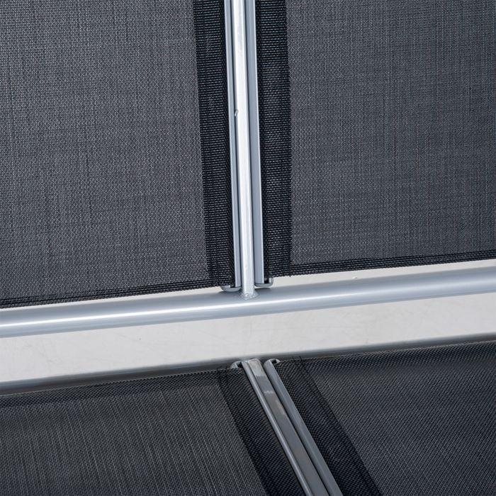 Produktbild Swisshandel24 Hollywoodschaukel 3-Sitzer Gartenschaukel Schaukelbank mit Dach Metall Schwarz+Silber 171 x 108 x 15