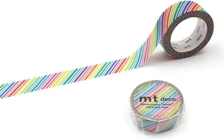 Actual product image MT Adhesive tape Washi tape striped rainbow printed adhesive tape (15 mm)