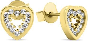 Brilio Silver - Charming gold-plated earrings with zircons Hearts EA573Y