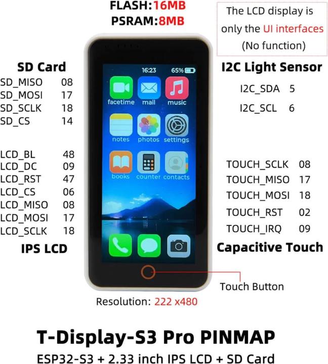 Produktbild Lilygo T-Display S3 Pro mit 2.33 Inch Touch Display