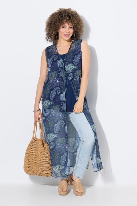 Produktbild Ulla Popken Longbluse, Patchmuster, A-Linie, ärmellos (60)