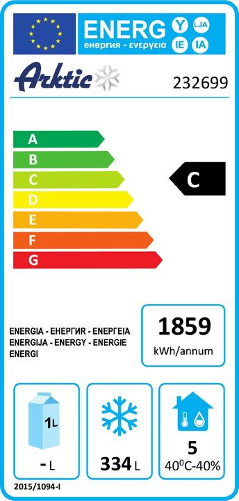Label énergétique Hendi Table de congélation trois portes trois portes 420 l Profi Line (Autonome, 420 l)