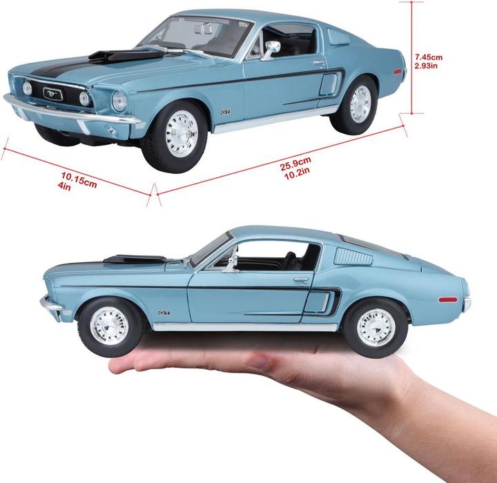Actual product image Maisto Ford Mustang GT Cobra 1968 blue 1/18