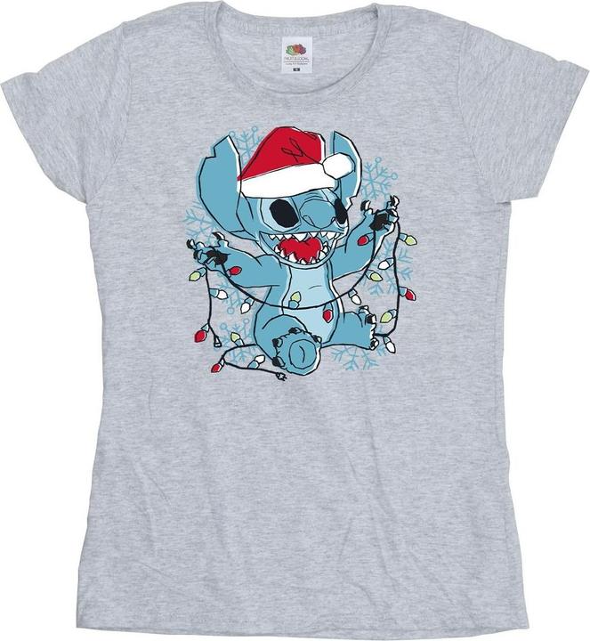 Disney Lilo And Stitch Christmas Lights Sketch TShirt (S)