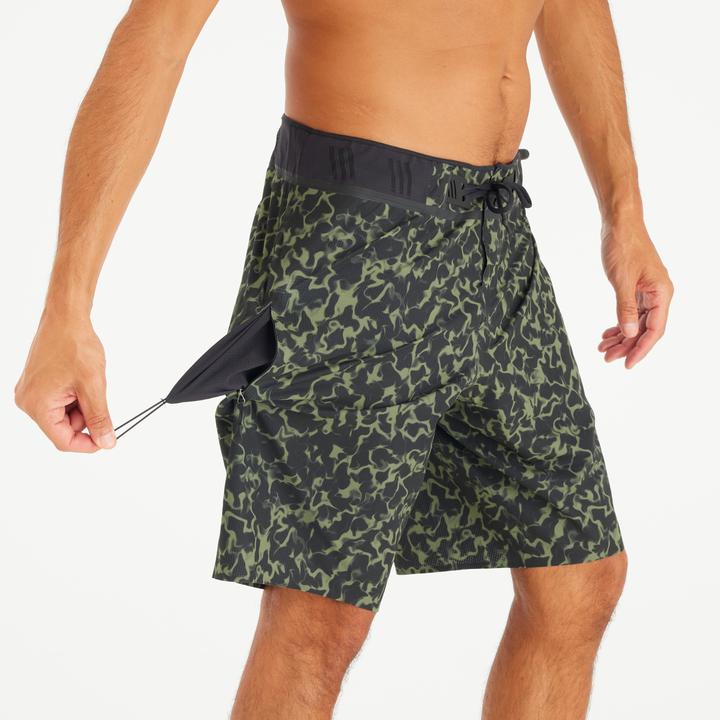 Actual product image Olaian Boardshorts Surfen Herren lang 900 20" Morpho Army grün (44)