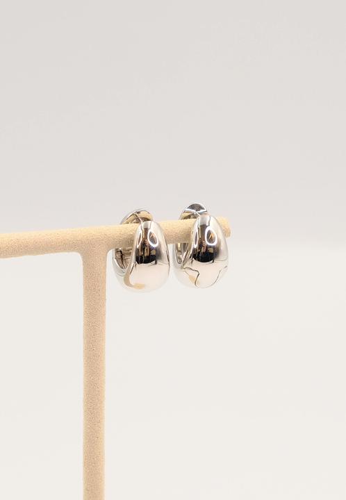 Image du produit Muau Créole en or blanc 750, ornée d'un diamant 19x15mm (Or blanc 750/18K)