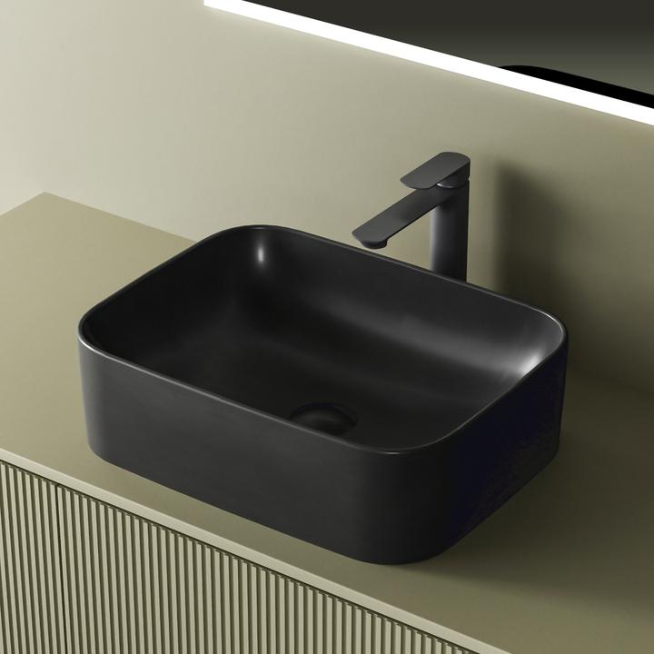 Produktbild Emke Aufsatzwaschbecken, 505 x 380 x 150 mm, Keramik, Rechteck, Abgerundete Ecken R, Matt dunkelgrau (150 mm, 505 mm)