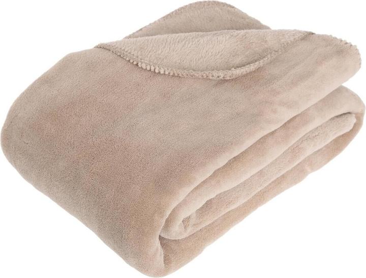 Atmosphera Leinen Microfaser Plaid 180x230, beige (180 x 230 cm)