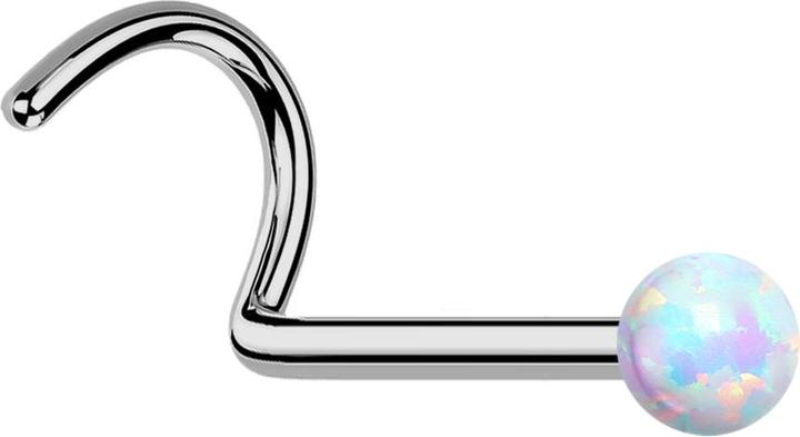 Produktbild Star Piercing Threadless Nasenstecker gebogen silber Opal weiss (Titan G23, ohne Messing)