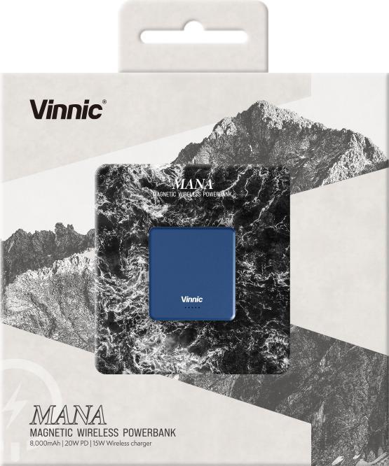 Actual product image Vinnic MANA Magnetic Wireless Powerbank 8,000mAh, blue (8000 mAh, 20 W, 30.80 Wh)