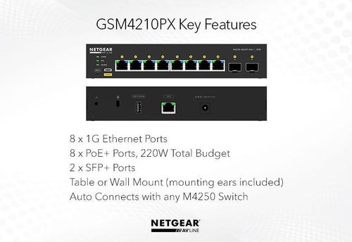 Produktbild Netgear 10PT, M4250-8G2XF-POE+, Managed Switch (10 Ports)