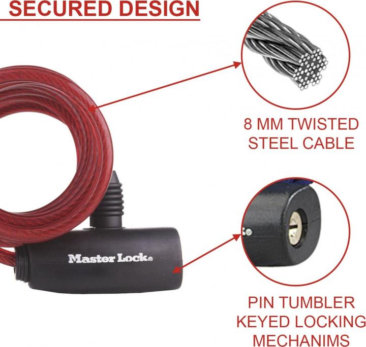 Immagine prodotto Master Lock Blocco con cavo a spirale (180 cm)