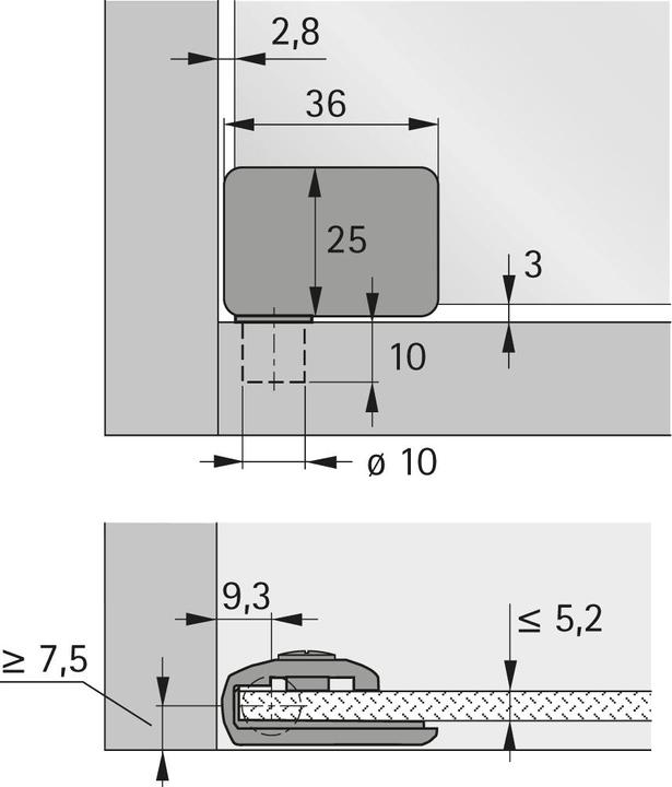 Actual product image Hettich Glass door hinges ET 150