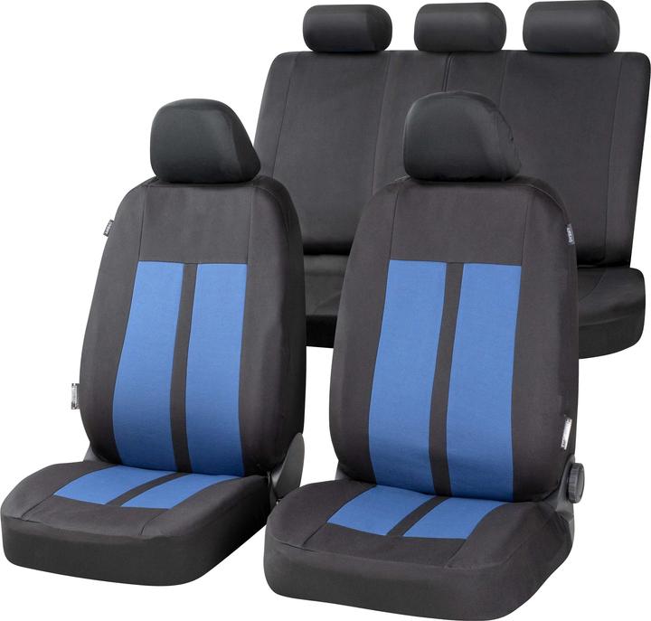 CarComfort Housse de siège auto Elphin, set complet de housses de protection pour voiture noir/bleu