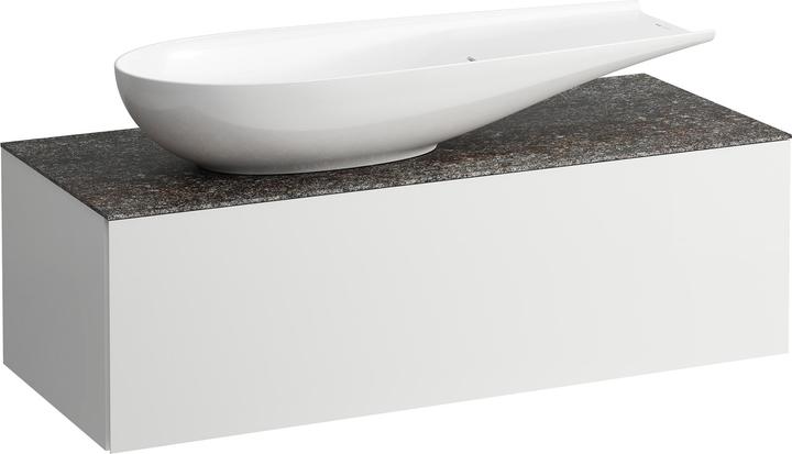 Produktbild Laufen Il Bagno Alessi Schubladenelement, 1 Hahnloch, Steinplatte Marrone Naturale, Ausschnitt links