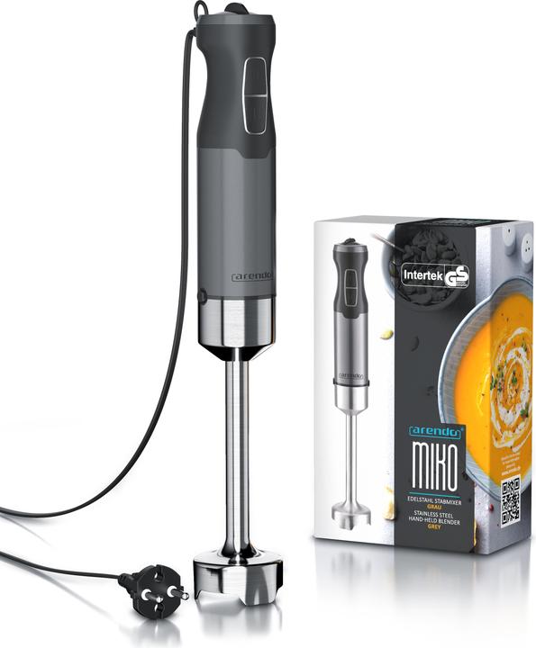 Actual product image Arendo Hand blender 1000W grey, stainless steel hand blender DC motor, infinitely variable speed control