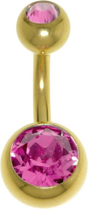 Bijouteria Bauchpiercing (PVD Beschichtung (goldfarbig), Chirurgenstahl 316L, Premium Kristall)