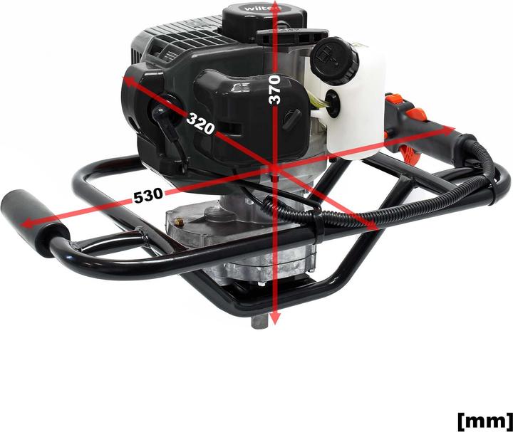 Produktbild Wiltec Set Erdlochbohrer 1,4kW 250mm 300mm Bohrschnecken 52cm³ Erdbohrgerät Benzin