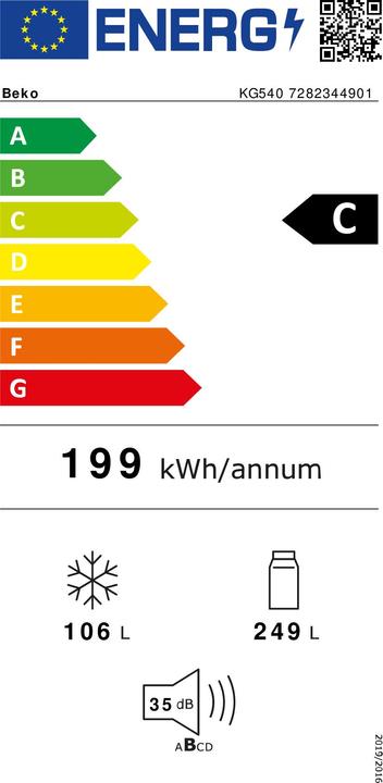 Label énergétique Beko Appareils combinés de réfrigération (322 l)