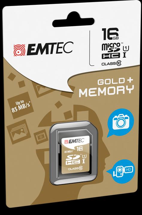 Actual product image Emtec Gold+ Flash memory card (16 GB, SDHC, U1, UHS-I)