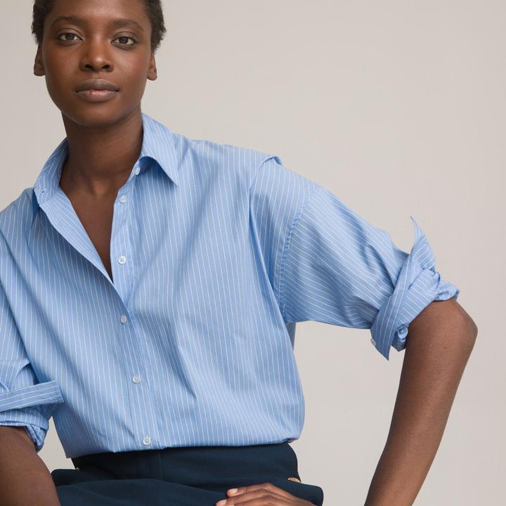 Produktbild La Redoute Collections Weite Bluse mit langen Ärmeln und Streifenmuster (36)
