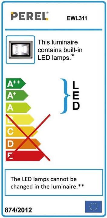 Label énergétique Velleman PROJECTEUR DE CHANTIER PORTABLE À LED - PLIANT - 10 W - 4000 K (1000 lm)