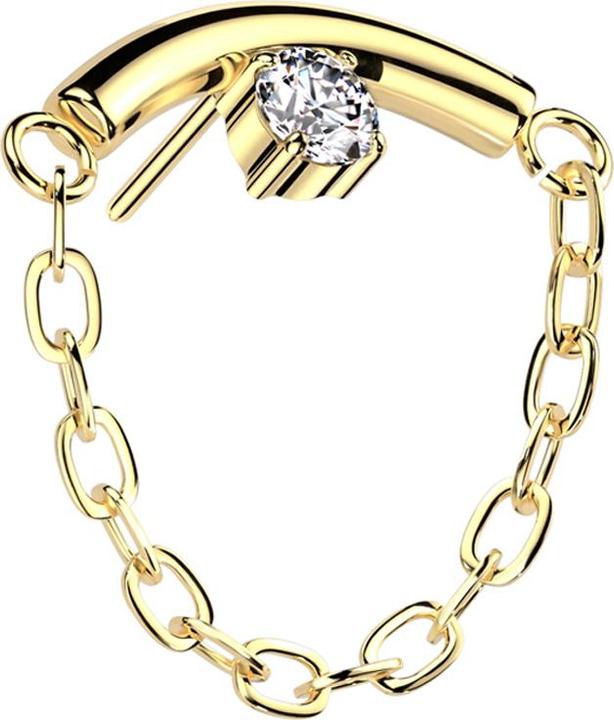 Produktbild Star Piercing Threadless Stange vergoldet Anhänger Kette Kristall silber (ohne Messing, Titan G23)