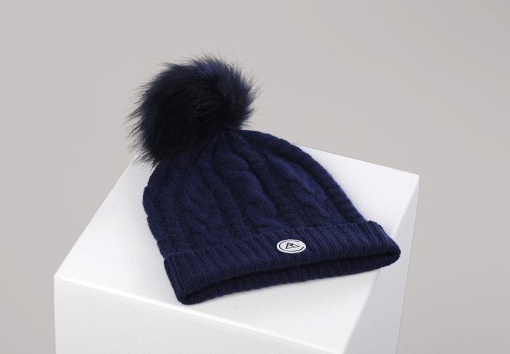 Actual product image Cash-Mere Kaschmir Mütze mit Zopfmuster und Bommel (One size)