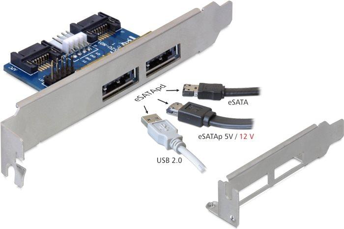 Produktbild Delock Slot bracket 2x eSATAp 5V/12V with Low Profile Bracket