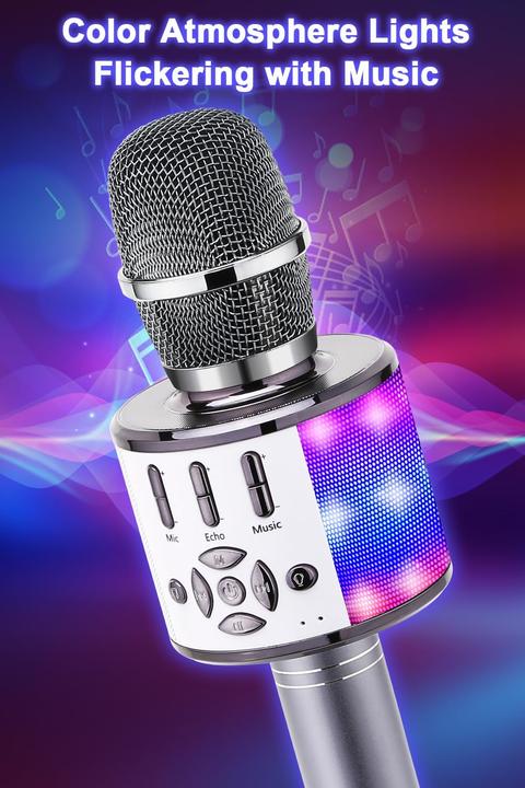 Produktbild Bonaok Kabelloses Bluetooth-Mikrofon mit LED-Lichtern