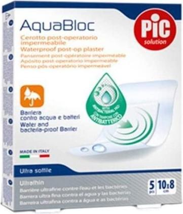 PIC Aquabloc Steriles Antibakterielles Pflaster 10x8cm - 5er-Pack