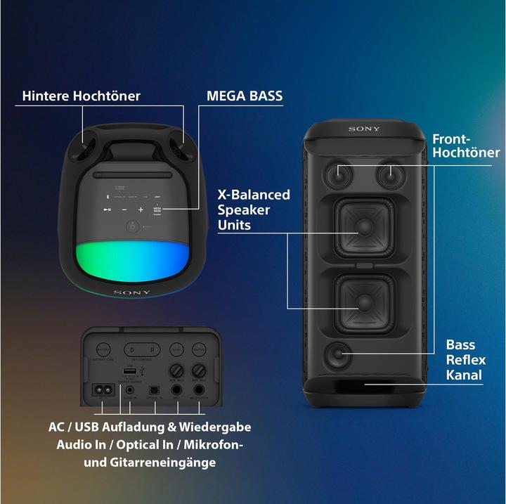 Image du produit Sony SRS-XV800 (25 h, Fonctionnement sur batterie, Fonctionnement sur secteur)