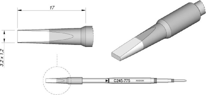 Produktbild JBC Lötspitze Serie C245 Meisselform, C245775/3,2 x 1,2 mm, gerade, High Thermal