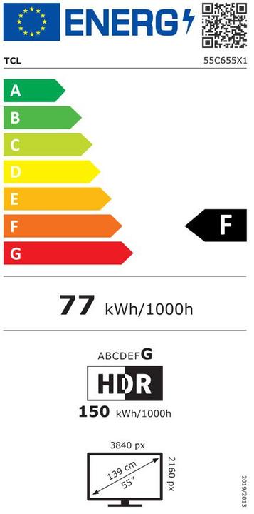 Label énergétique TCL 55C655 (55", QLED, 4K, 2024)
