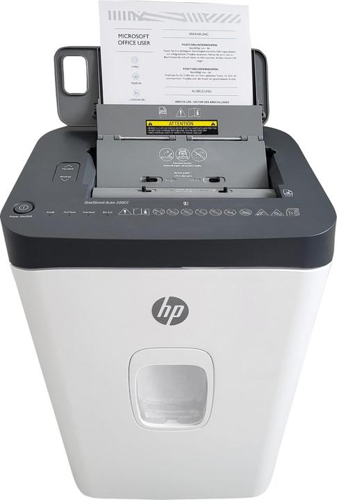 Produktbild HP Pro Shredder Auto 200CC Aktenvernichter mit Partikelschnitt P-4, 4 x 20 mm, bis 200 Blatt, schwar (Partikelschnitt)